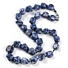 Natural Blue Spot Jasper Nuggets Beaded Necklaces for Women Men NJEW-K388-01M-1