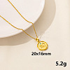 Stainless Steel Flat Round with Hand & Footprint Pendant Necklaces HK0528-4-1