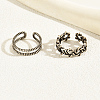 2Pcs Vintage Copper Twisted Wire Toe Adjustable Open Cuff Rings for Women QX3270-2