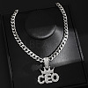 Hip-hop Style Zinc Alloy Crystal Rhinestone Pendant Cuban Link Chain Necklaces FS-WG425B8-08-1