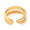 304 Stainless Steel Double Line Open Cuff Rings for Women STAS-D085-37G-3