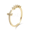 Brass Micro Pave Cubic Zirconia Open Cuff Rings for Women RJEW-A028-05G-1