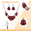 FIBLOOM 2 Set 2 Colors Resin Trapezoid Dangle Earrings with Iron Pins & Pendant Necklace SJEW-FI0001-28-10