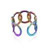 304 Stainless Steel Interlocked Rings Cuff Ring RJEW-N038-085-3