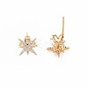 Brass Micro Pave Clear Cubic Zirconia Stud Earring Findings KK-S364-139-4