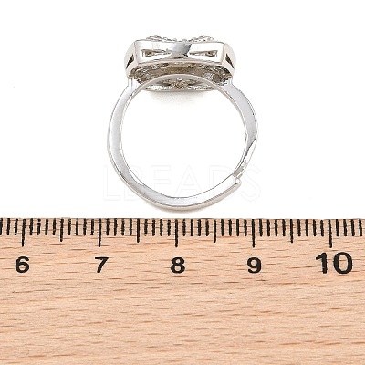 Brass Micro Pave Cubic Zirconia Adjustable Ring Components KK-CBAC351-03P-1