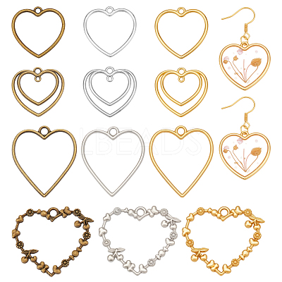 48Pcs 12 Styles Zinc Alloy Open Back Bezel Pendants FIND-PH0025-13-1