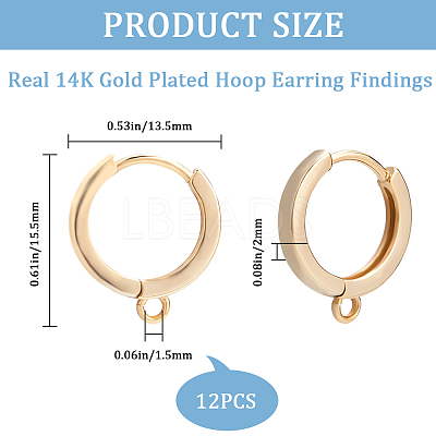 6 Pairs Rack Plating Brass Hoop Earring Findings KK-CN0002-44-1