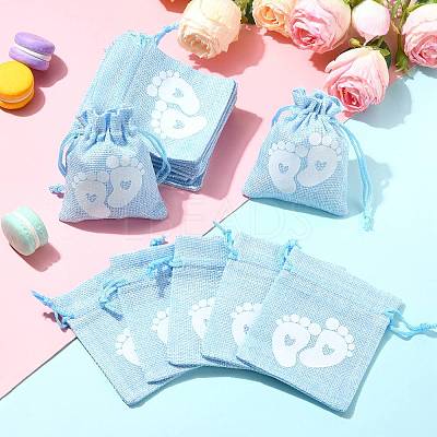 Baby Footprint Polyester Drawstring Bags ABAG-FZC0001-01A-1