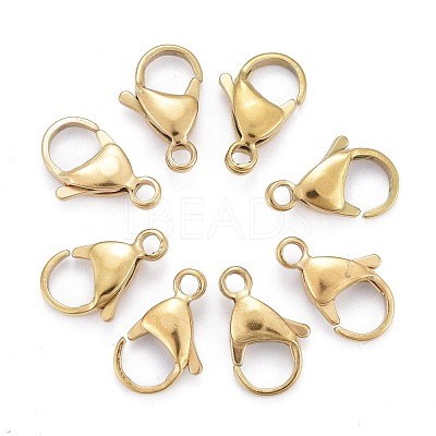 Ion Plating(IP) 304 Stainless Steel Lobster Claw Clasps STAS-H353-F-02G-1
