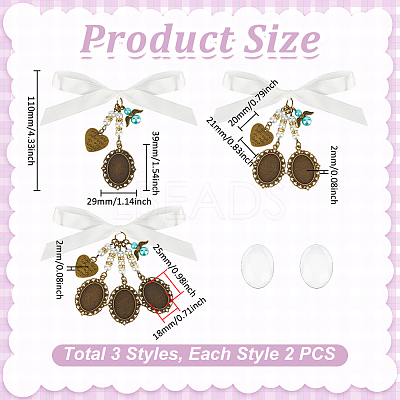 6Pcs 3 Styles Alloy Oval Tray Brooch Base Settings PALLOY-UN00036-1