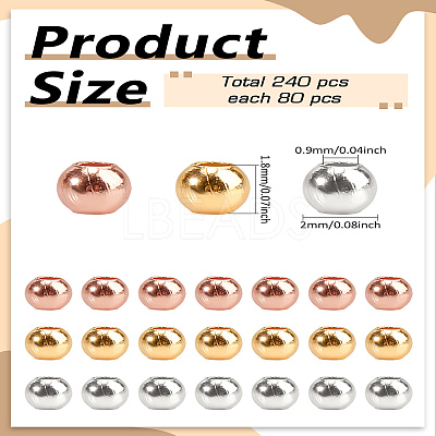 240Pcs 3 Colors Brass Spacer Beads KK-LP0002-05-1
