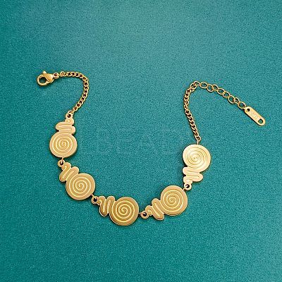 304 Stainless Steel Spiral Link Chain Bracelets for Women WG2B4F1-01-1