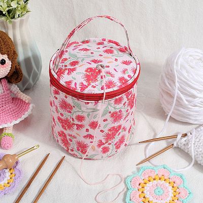 Polycotton Knitting Zipper Cylinder Bag AJEW-WH20011-19B-1