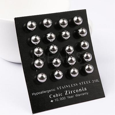 Tarnish Resistant 304 Stainless Steel Ball Stud Earrings EJEW-2224-8mm-P-1