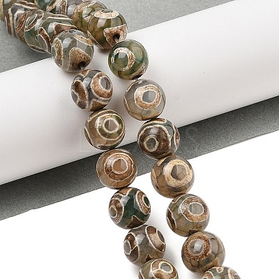 Natural Tibetan 3-Eye dZi Agate Beads Strands G-A240-A03-01-1