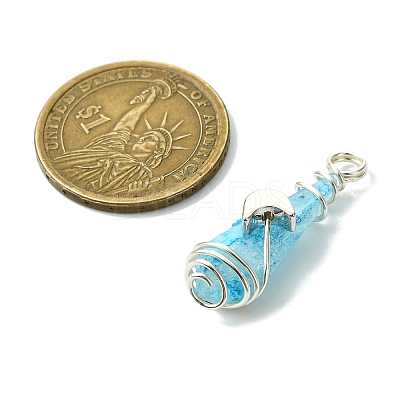 2Pcs Electroplated Natural Quartz Crystal Dyed Copper Wire Wrapped Pendants PALLOY-JF03166-02-1
