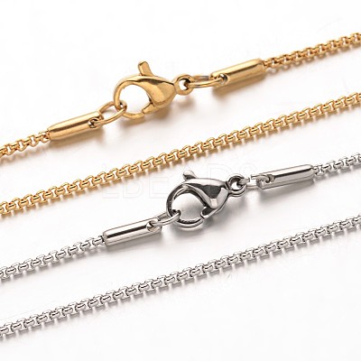 304 Stainless Steel Box Chain Necklaces NJEW-M124-10-1