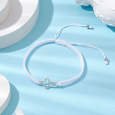 Cross Alloy Connector Charms Braided Bracelets BJEW-JB11067-02-1