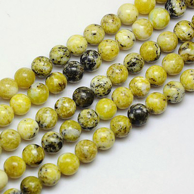 Natural Yellow Turquoise(Jasper) Beads Strands GSR6mmC007-1