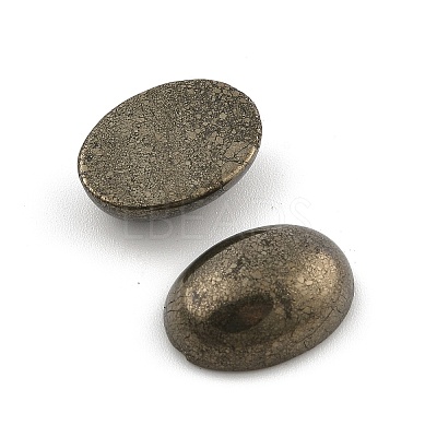 Oval Natural Pyrite Cabochons G-I125-10-18x13mm-01-1