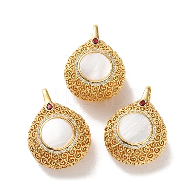 Rack Plating Brass Rd Cubic Zirconia Bead Cage Pendants KK-K362-10G-1