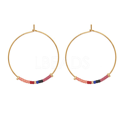 Bohemian Handmade Glass Seed Beads Hoop Earrings AM1646-7-1