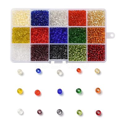 180G 15 Colors Glass Seed Beads SEED-JQ0003-01A-4mm-1