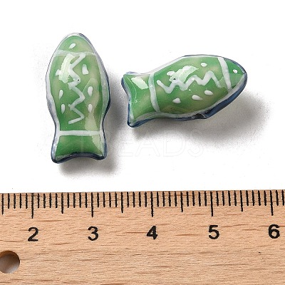 Handmade Printed Porcelain Beads PORC-E015-17F-1