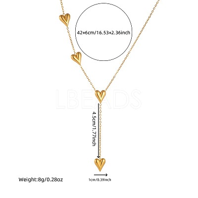 Heart 304 Stainless Steel Pendant Y Necklaces for Women WGCB0A8-02-1