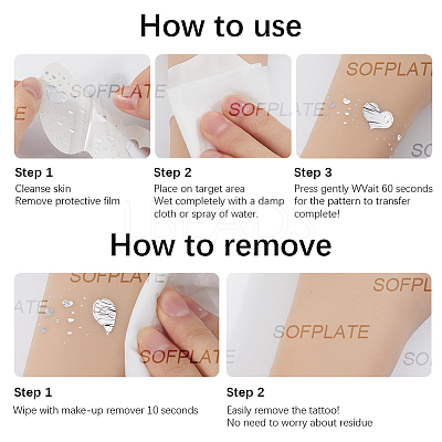 10Pcs Transfer Sticker Proof Removable Temporary Tattoos Stickers DIY-SP0003-65B-06-1