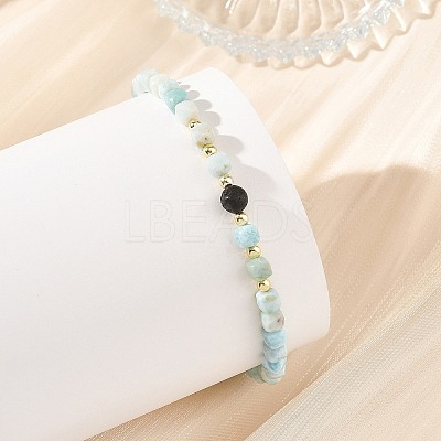 Natural Larimar Beaded Bracelets BJEW-JB14223-1