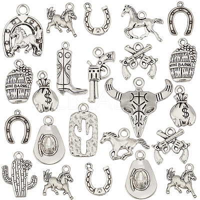 120Pcs 15 Styles Tibetan Style Alloy Pendants TIBE-PH0002-15-1