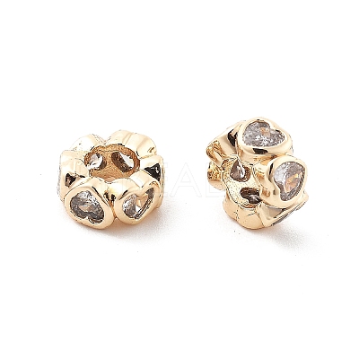 Brass Micro Pave Clear Cubic Zirconia Rondelle European Beads KK-R216-20KCG-1