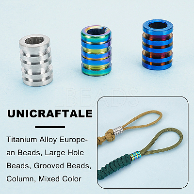 3Pcs 3 Style Titanium Alloy European Beads FIND-UN0002-91-1