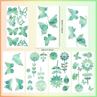 7PCS 3 Styles PVC Stickers Colorful Window Stickers Rainbow Prism Butterfly Flower Static Glass Window Stickers JX824A-1