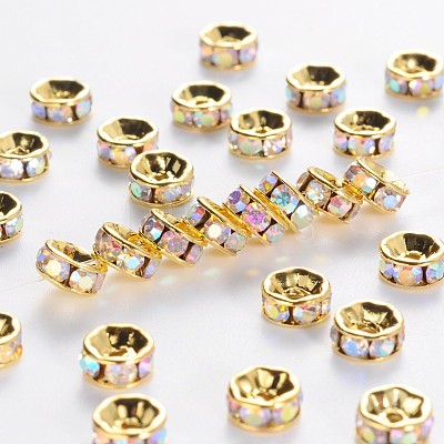 Brass Grade A Rhinestone Spacer Beads RSB037NF-02G-1