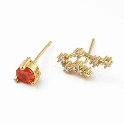 Cubic Zirconia Constellation Asymmetrical Earrings EJEW-C035-16G-10-1