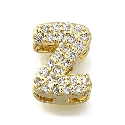 Brass Micro Pave Cubic Zirconia Letter Multi-Strand Links KK-D295-32G-26-1