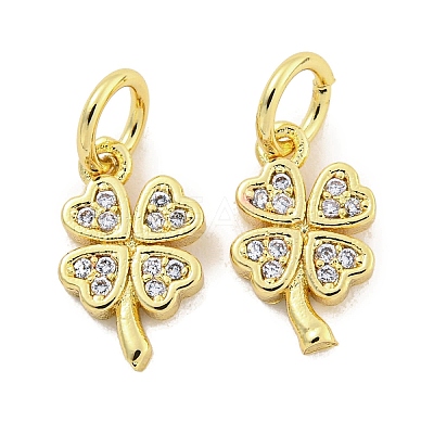 Rack Plating Brass Micro Pave Clear Cubic Zirconia Charms X-KK-Q814-08G-1
