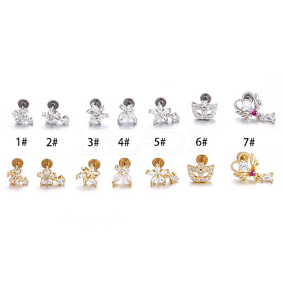 Stainless Steel Micro Pave Clear Cubic Zirconia Internally Threaded Labrets WGBE4CC-02-1