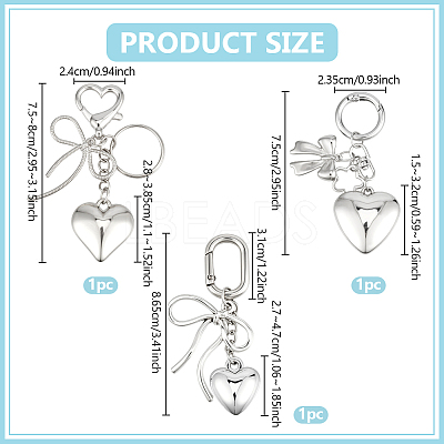 3Pcs 3 Styles Alloy Keychains KEYC-PH0002-36-1
