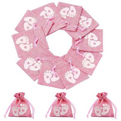 Baby Footprint Polyester Drawstring Bags ABAG-FZC0001-01B-1