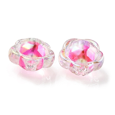 UV Plating Rainbow Iridescent Acrylic Beads OACR-A014-03C-1