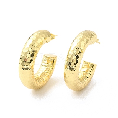 Brass C-shape Stud Earrings EJEW-G327-05G-1