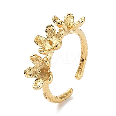 304 Stainless Steel Flower Open Cuff Ring Findings STAS-K263-04G-1