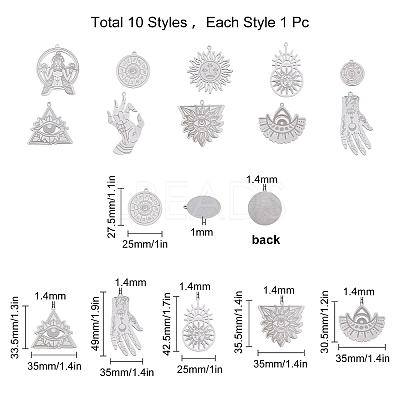 201 Stainless Steel Pendants STAS-SC0001-80P-1