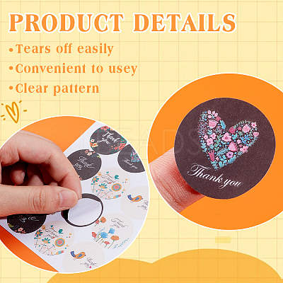 24Pcs 6 Styles Thank You Theme Round Paper Stickers DIY-GA0007-46-1