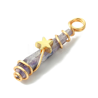 2Pcs Electroplated Natural Quartz Crystal Dyed Copper Wire Wrapped Pendants PALLOY-JF03164-01-1