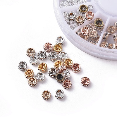 Brass Rhinestone Spacer Beads RB-X0013-10-NF-1